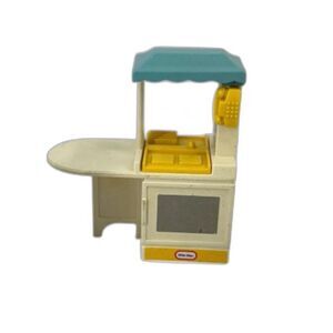 Little Tikes Vintage Dollhouse Furniture Kitchen Island blue roof for dolls